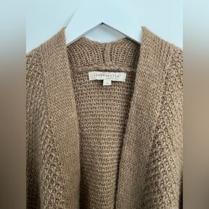 Lineamaglia Cardigan Soft Sweater Tan with Gold Flecks Size Medium Made in Italy